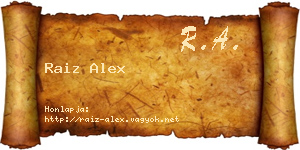 Raiz Alex névjegykártya